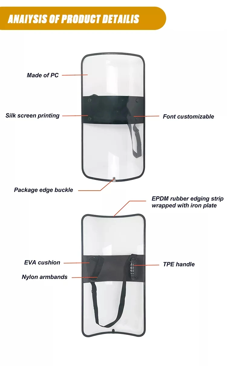 PE Material Customized Riot Shield Manufacture Riot Control Police-Men Anti Riot Shield for Sale